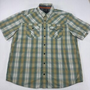 5.11 Tactical Shirt Mens Large Green Plaid Short Sleeve Snap Button Up Casual